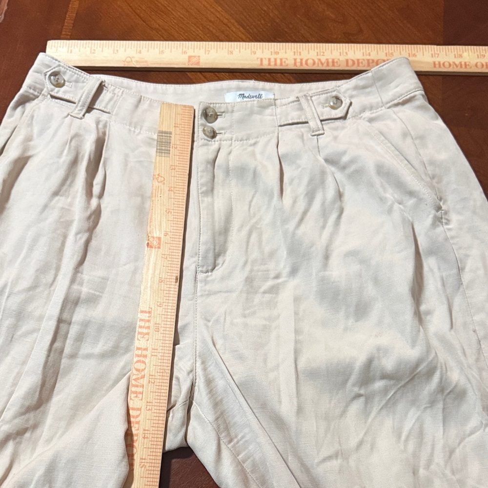 Madewell linen Harlow wide leg linen Lagenlook Beige Pants Sz 10 P - Picture 12 of 13